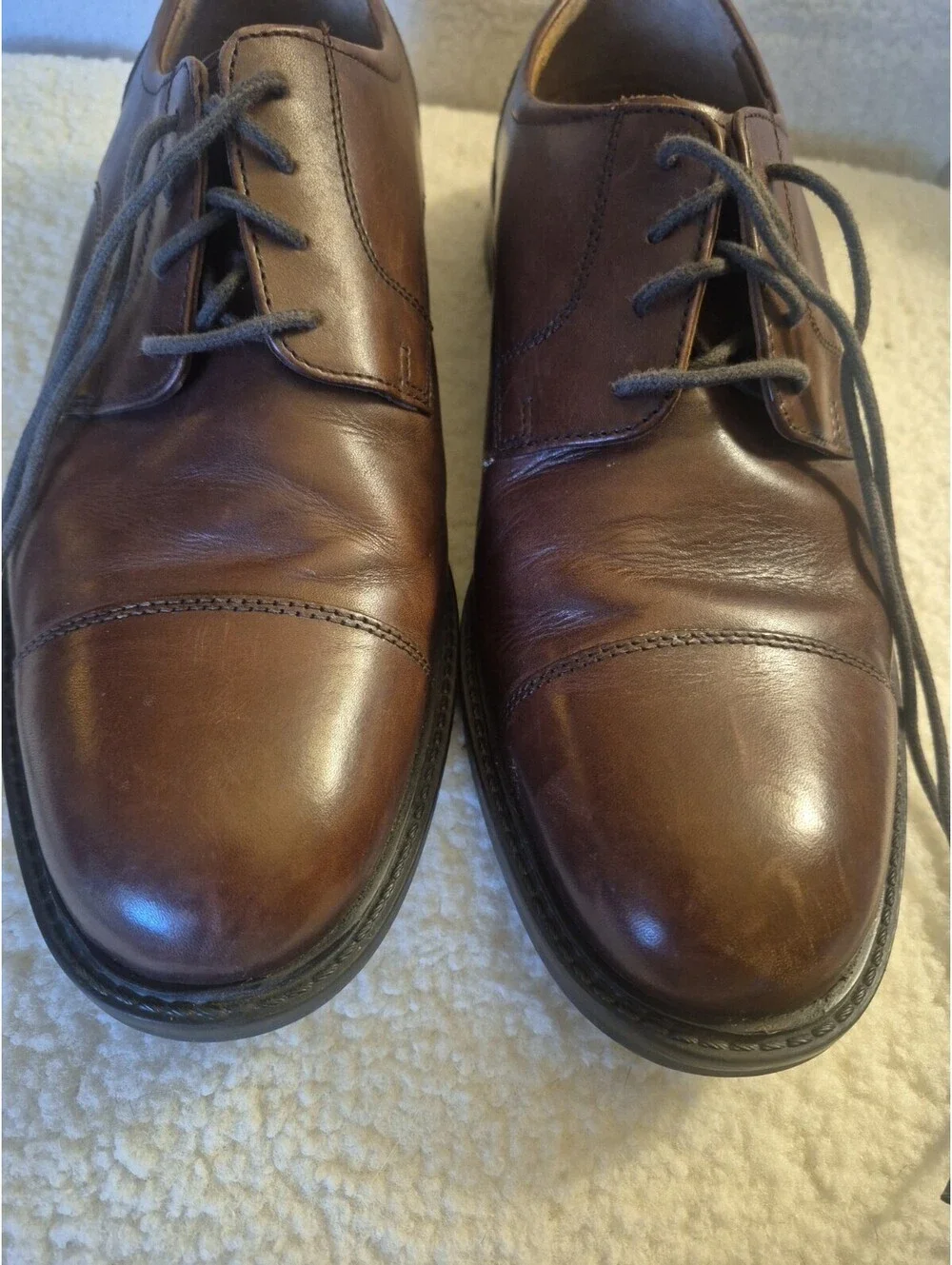 Johnston & Murphy TABOR Cap Toe Brown Leather 20-1863 Dress Shoes - Size 10 M